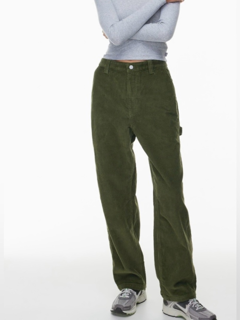 Olive Green Corduroy Straight-Leg Pants (SKU805)